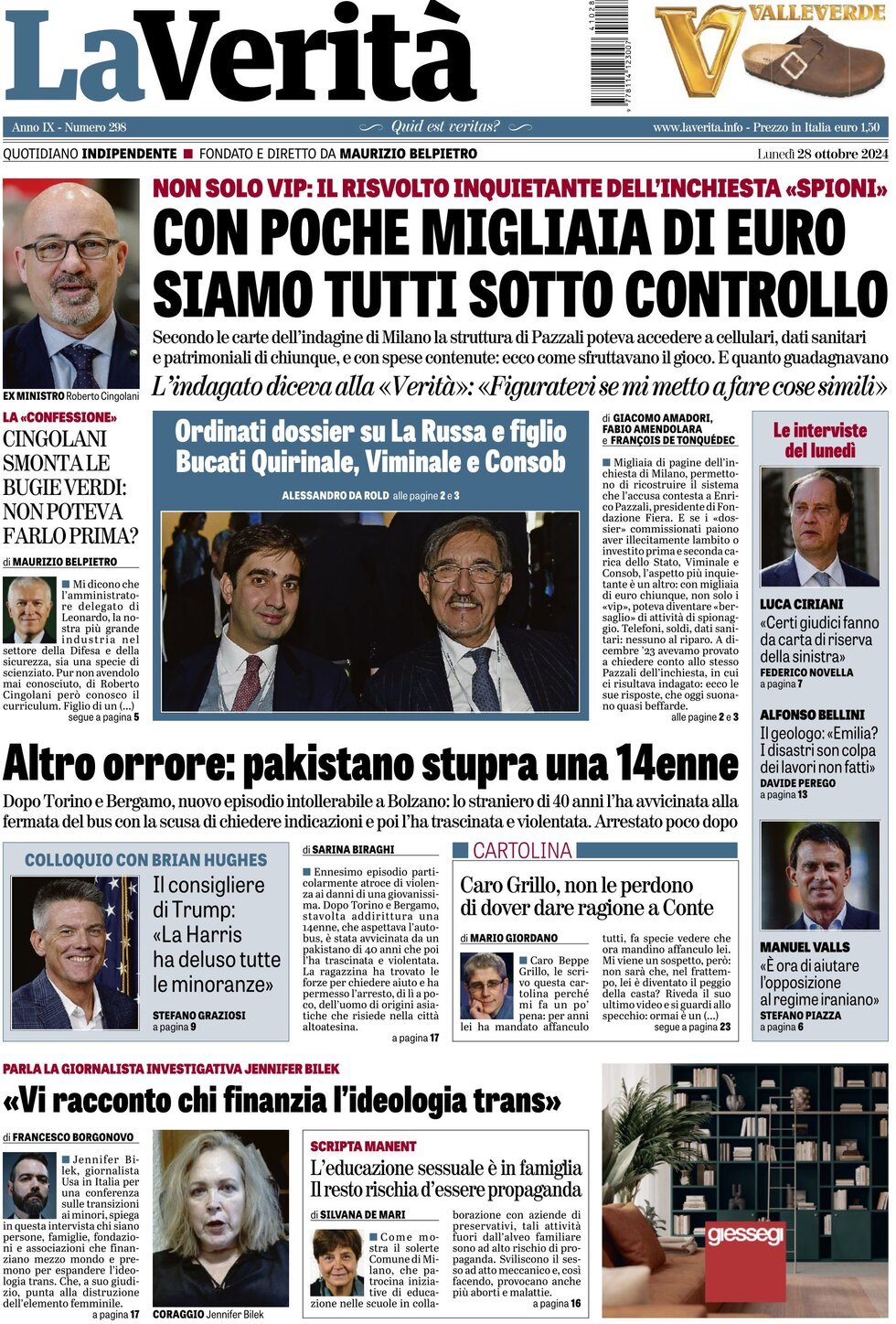 Prima-pagina-la-verita-edizione-di-oggi-28-10-2024