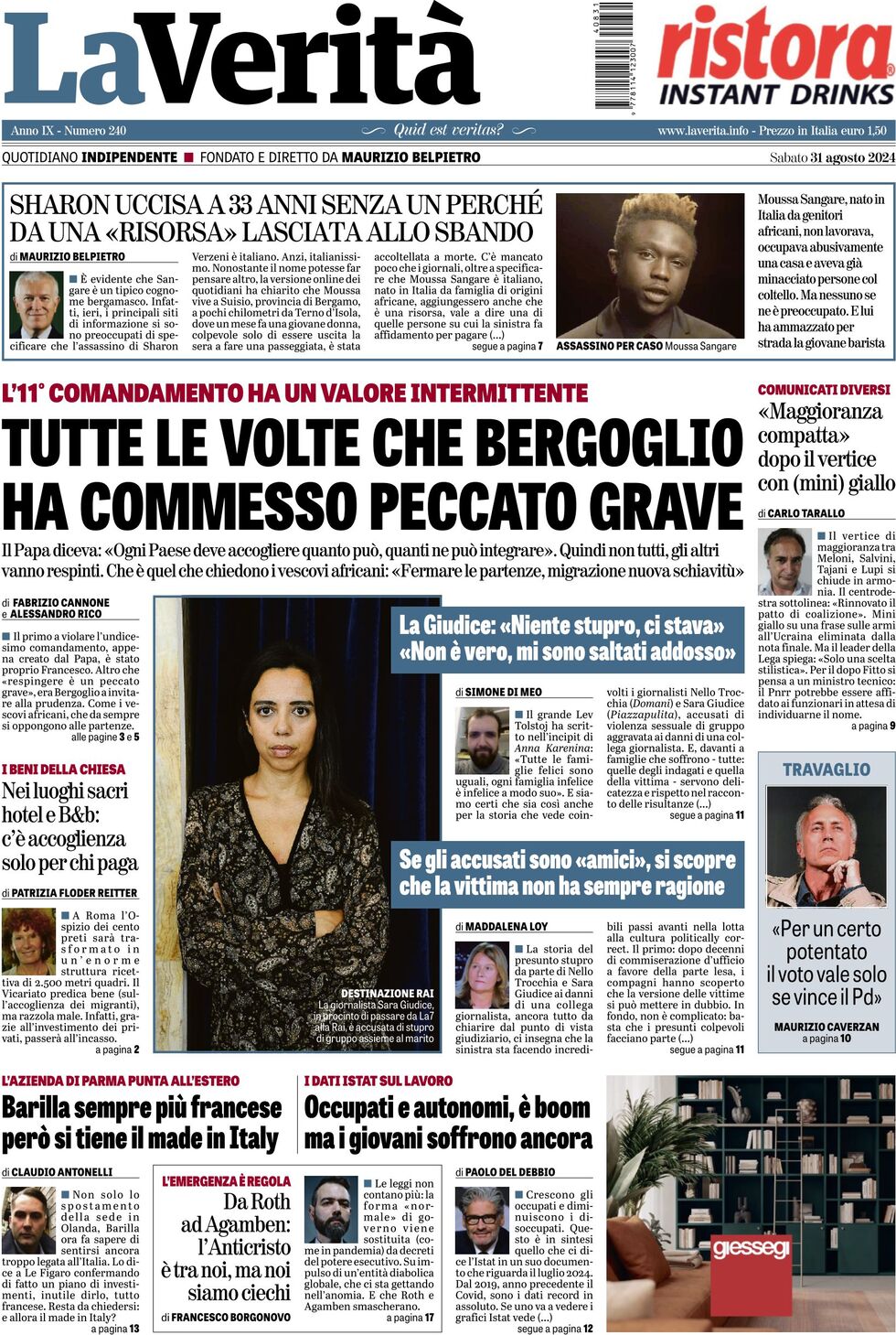 Prima-pagina-la-verita-edizione-di-oggi-31-08-2024