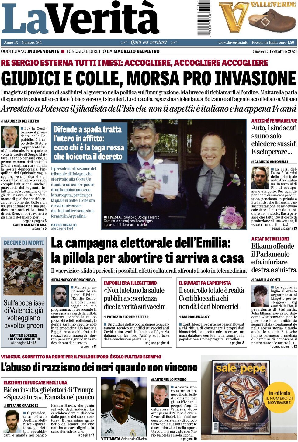 Prima-pagina-la-verita-edizione-di-oggi-31-10-2024