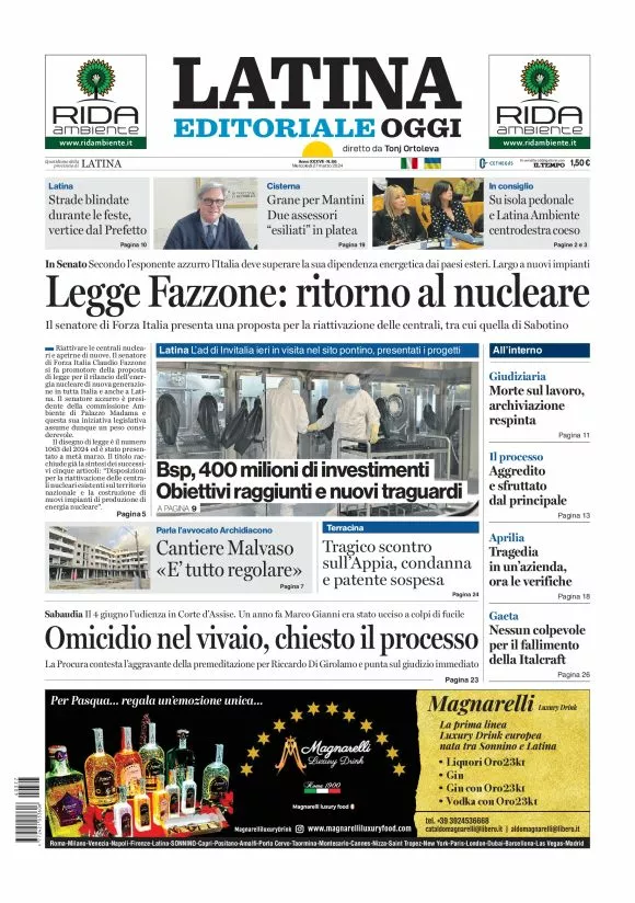 Prima-pagina-latina-editoriale-oggi-oggi-edizione-del-20240327