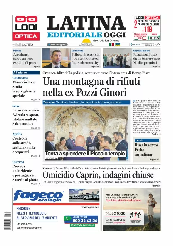 Prima-pagina-latina-editoriale-oggi-oggi-edizione-del-20240519