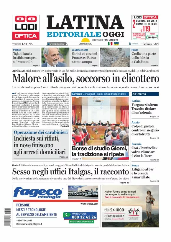 Prima-pagina-latina-editoriale-oggi-oggi-edizione-del-20240521