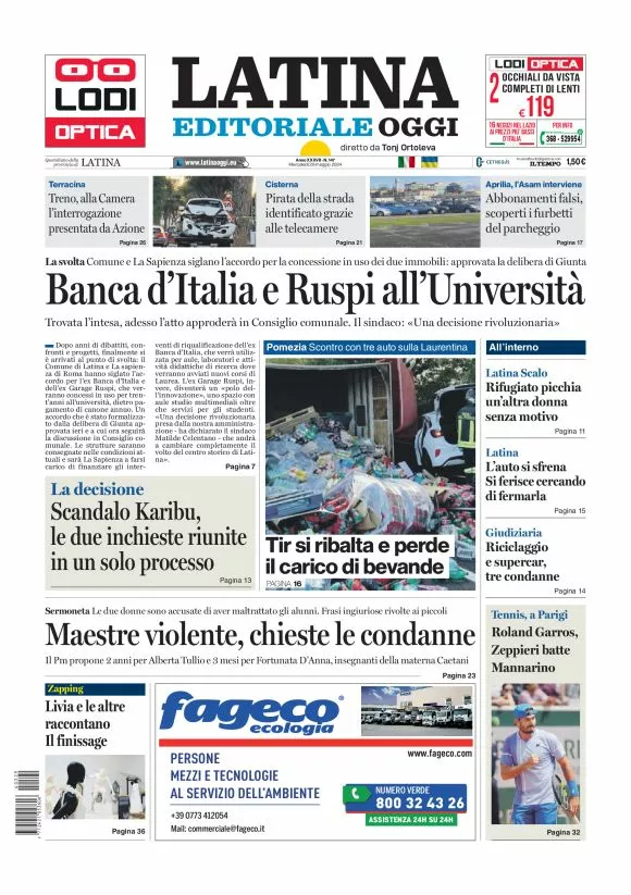 Prima-pagina-latina-editoriale-oggi-oggi-edizione-del-20240529