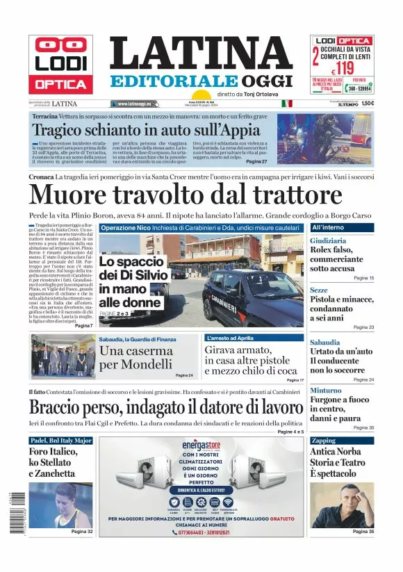 Prima-pagina-latina-editoriale-oggi-oggi-edizione-del-20240619