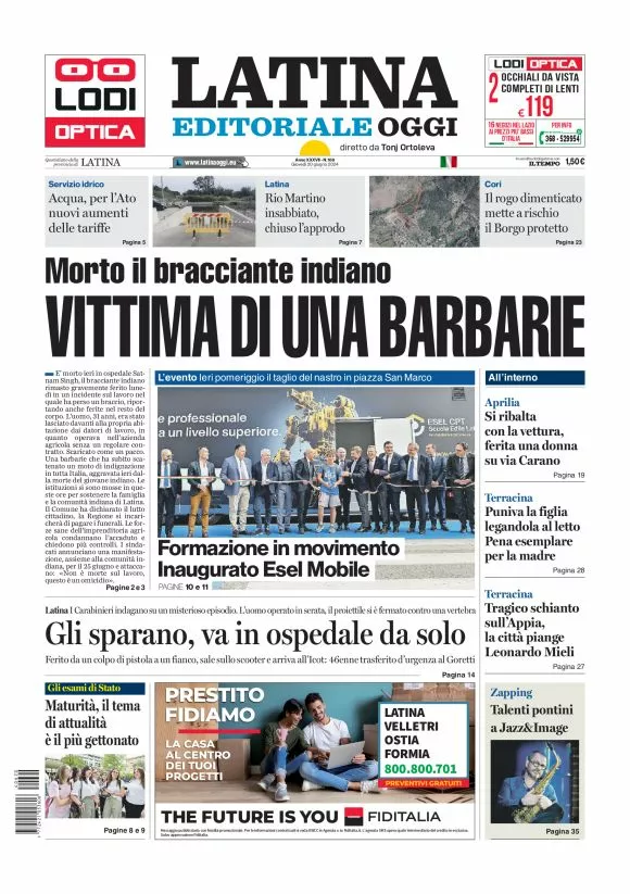 Prima-pagina-latina-editoriale-oggi-oggi-edizione-del-20240620