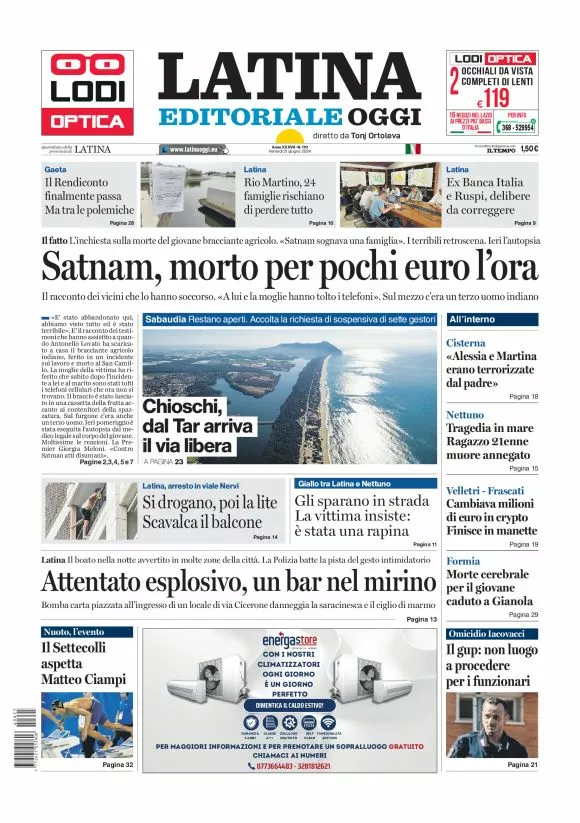 Prima-pagina-latina-editoriale-oggi-oggi-edizione-del-20240621