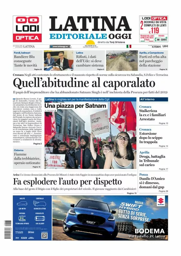 Prima-pagina-latina-editoriale-oggi-oggi-edizione-del-20240623