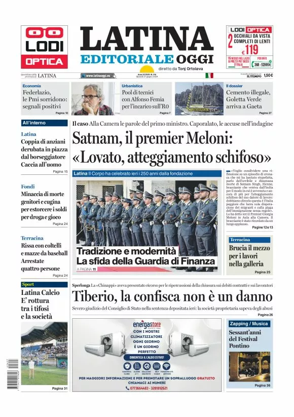 Prima-pagina-latina-editoriale-oggi-oggi-edizione-del-20240627