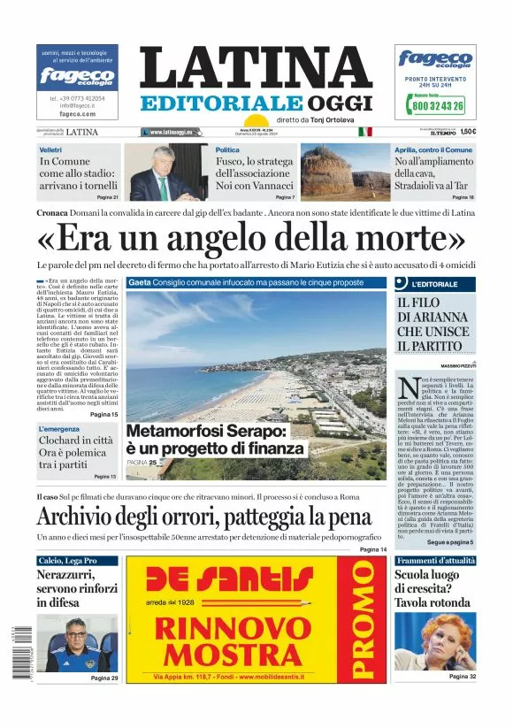 Prima-pagina-latina-editoriale-oggi-oggi-edizione-del-20240825