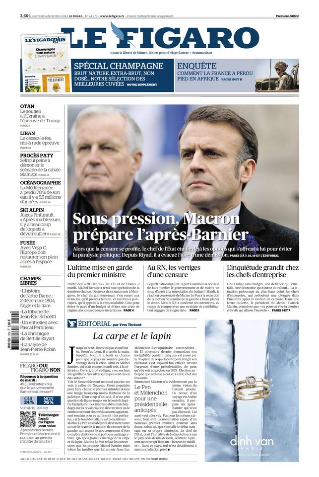 Prima-pagina-le-figaro-di-oggi-03-12-2024