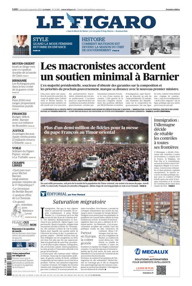 Prima-pagina-le-figaro-di-oggi-10-09-2024