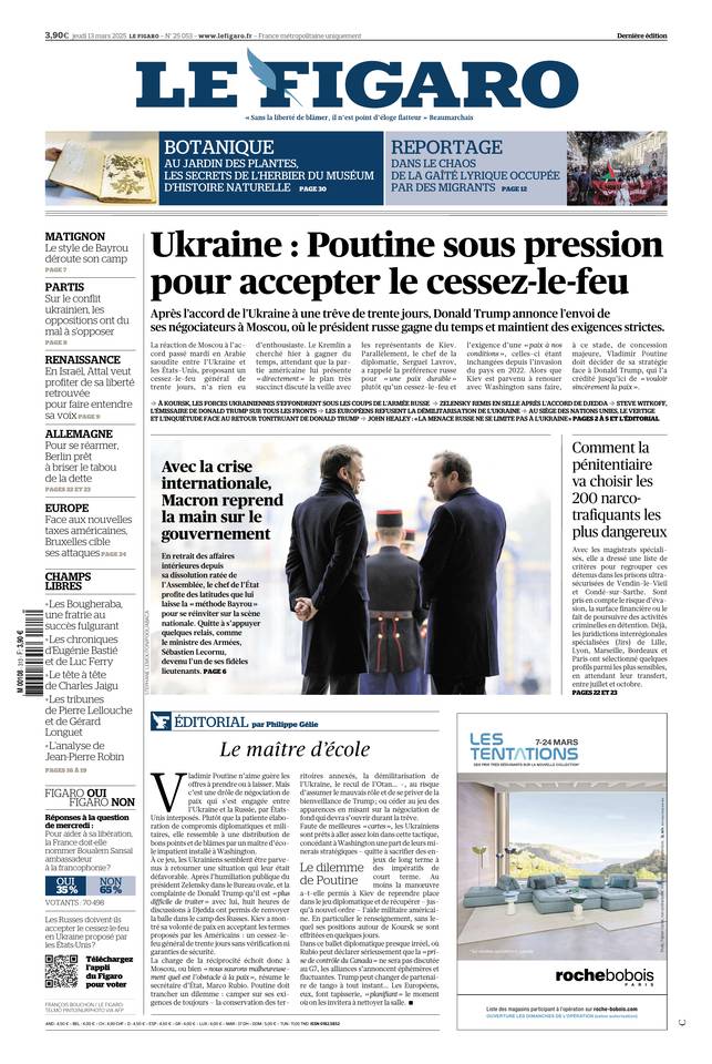 Prima-pagina-le-figaro-di-oggi-13-03-2025