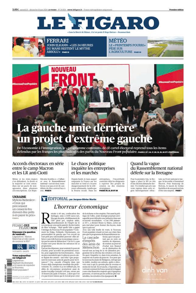 Prima-pagina-le-figaro-di-oggi-14-06-2024