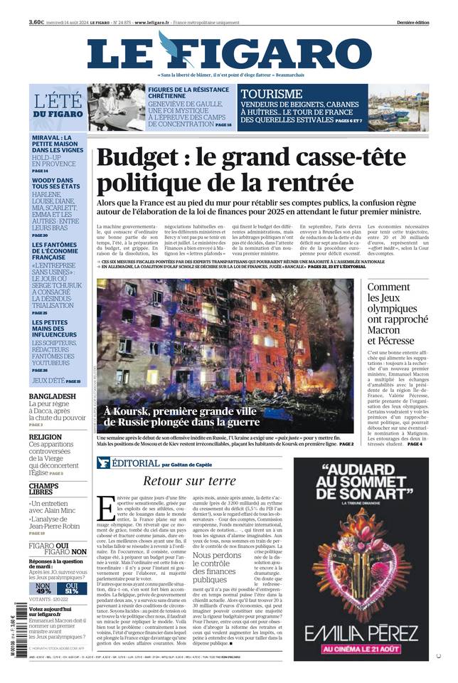 Prima-pagina-le-figaro-di-oggi-14-08-2024