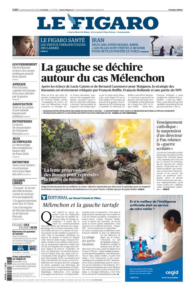 Prima-pagina-le-figaro-di-oggi-15-09-2024