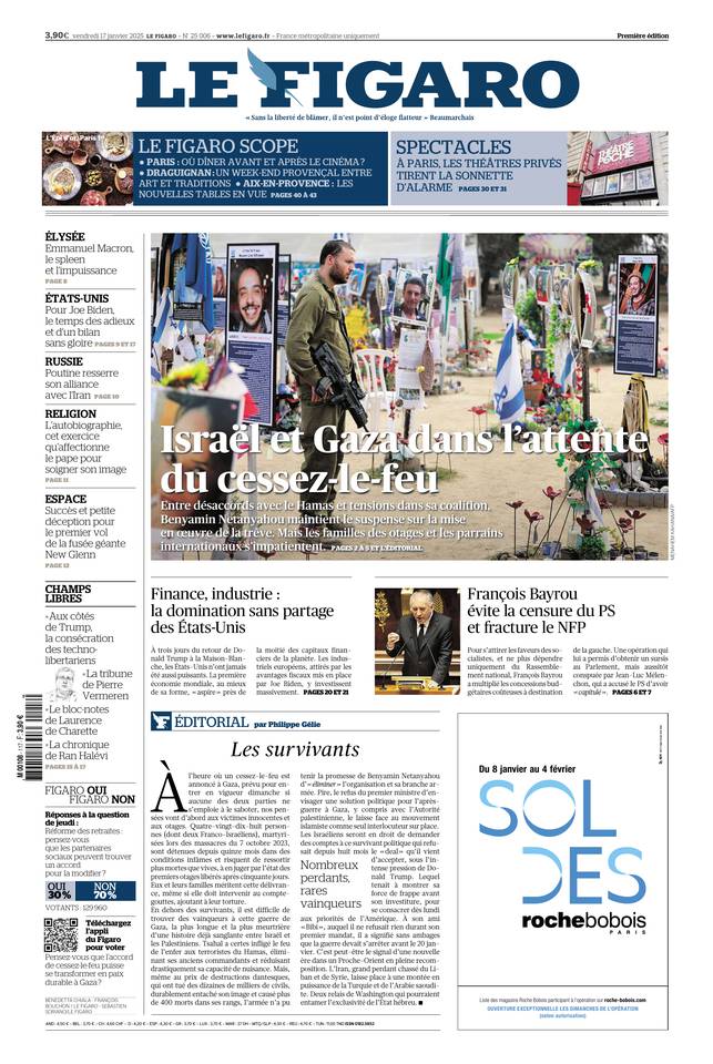 Prima-pagina-le-figaro-di-oggi-16-01-2025