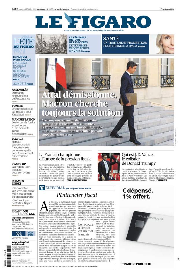 Prima-pagina-le-figaro-di-oggi-16-07-2024