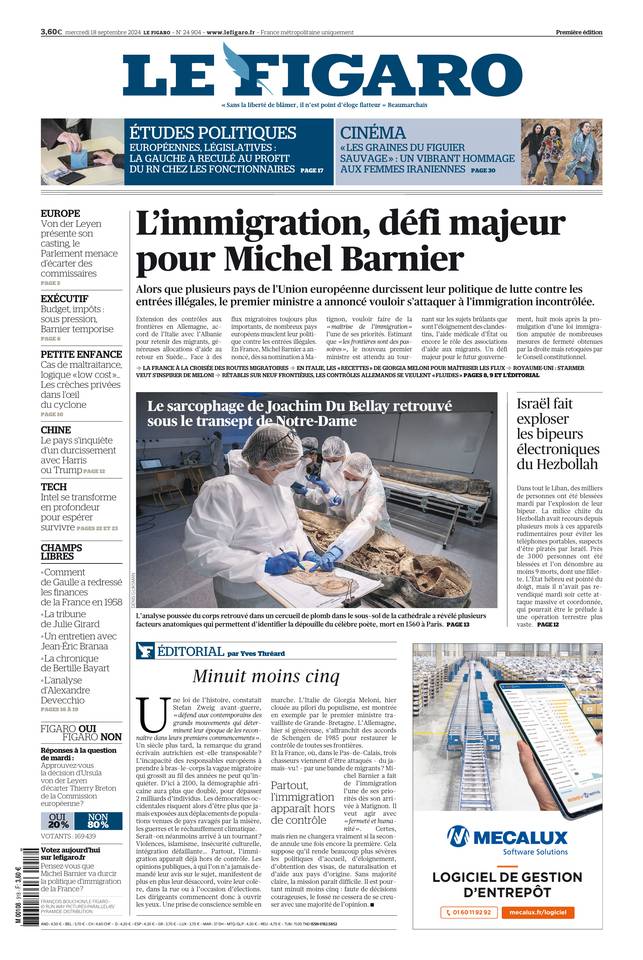 Prima-pagina-le-figaro-di-oggi-17-09-2024