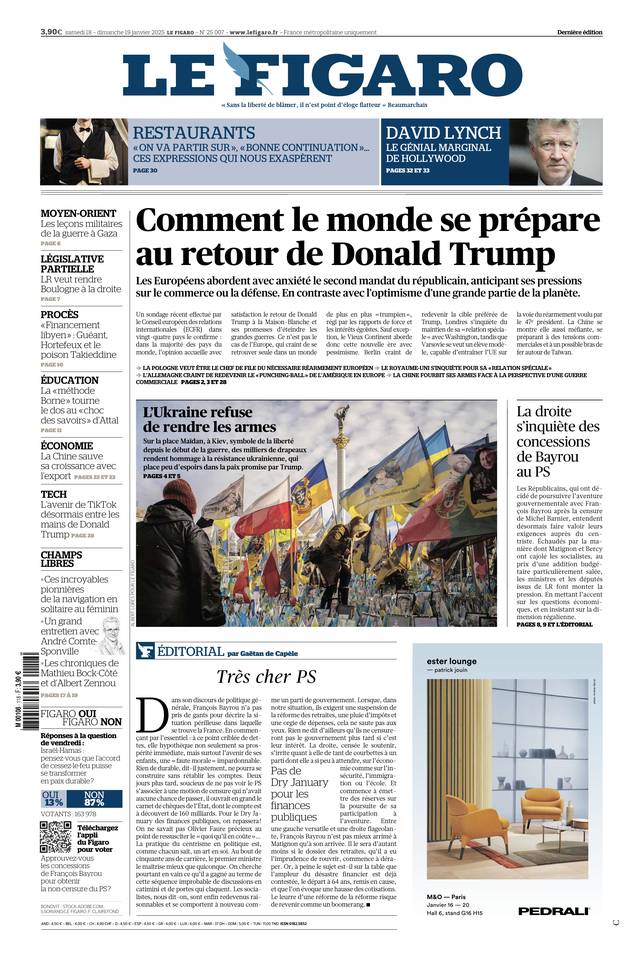 Prima-pagina-le-figaro-di-oggi-18-01-2025