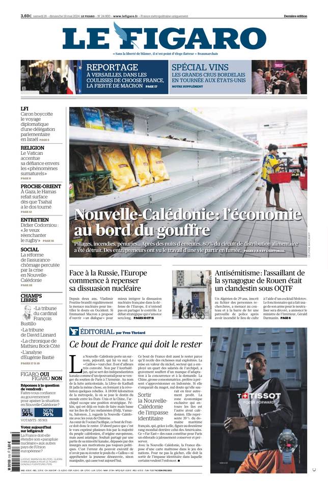 Prima-pagina-le-figaro-di-oggi-19-05-2024