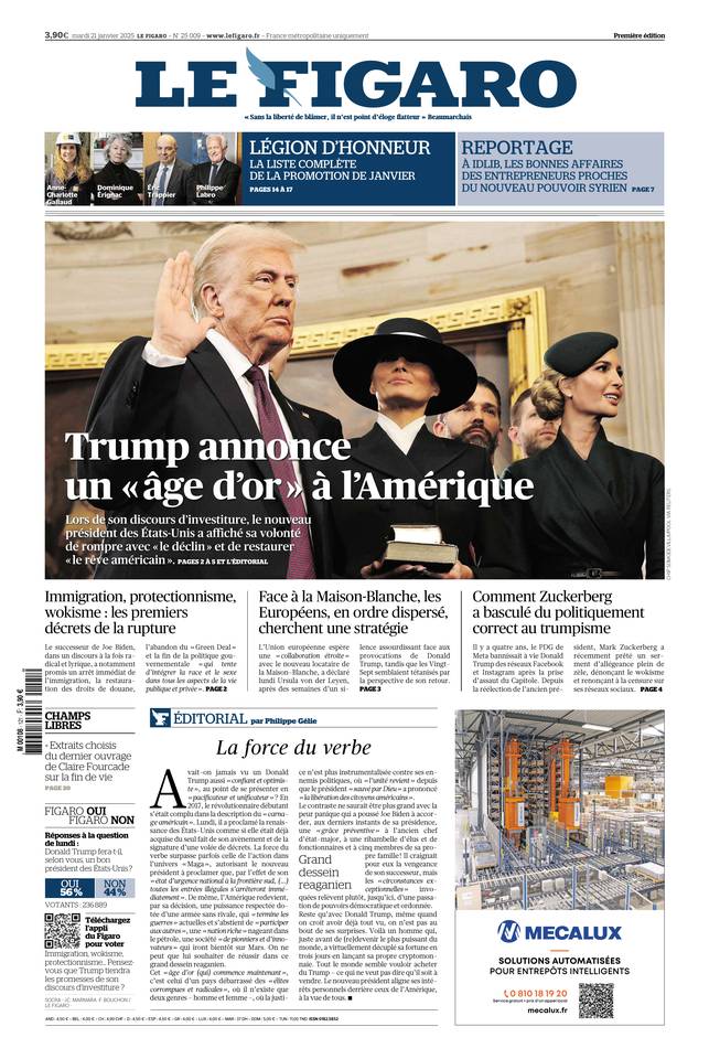 Prima-pagina-le-figaro-di-oggi-20-01-2025