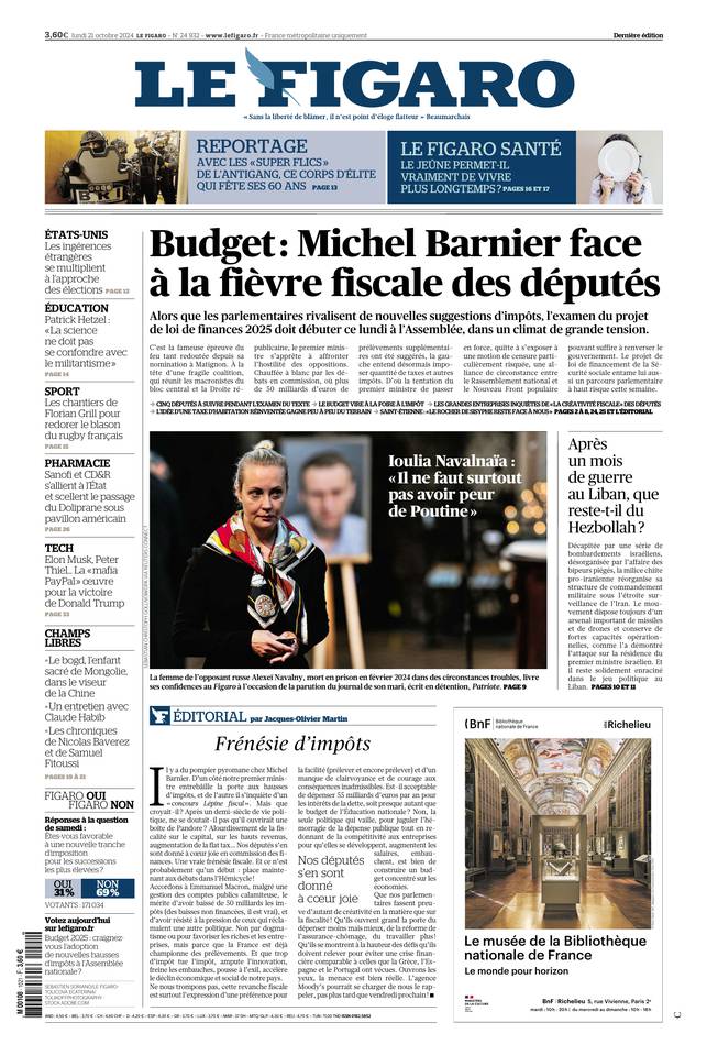 Prima-pagina-le-figaro-di-oggi-21-10-2024