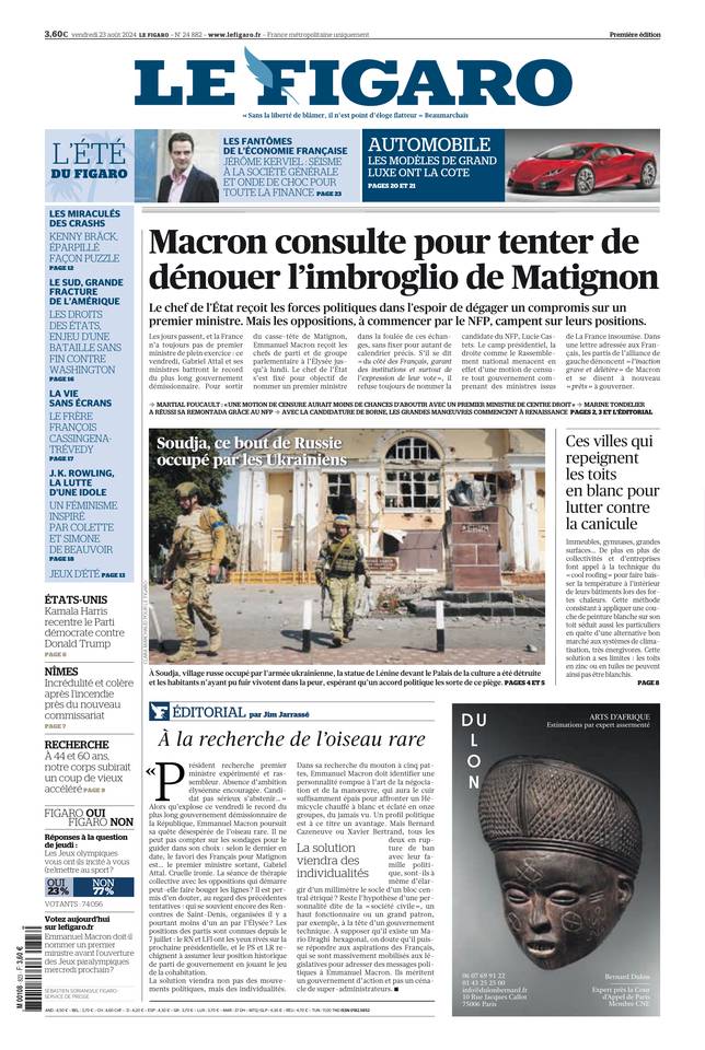 Prima-pagina-le-figaro-di-oggi-22-08-2024