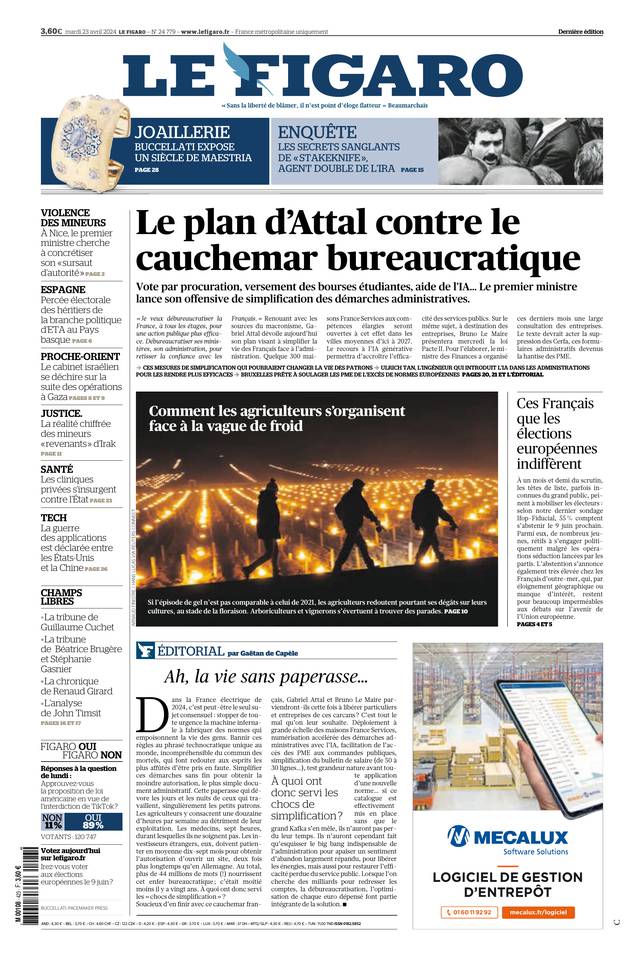 Prima-pagina-le-figaro-di-oggi-23-04-2024