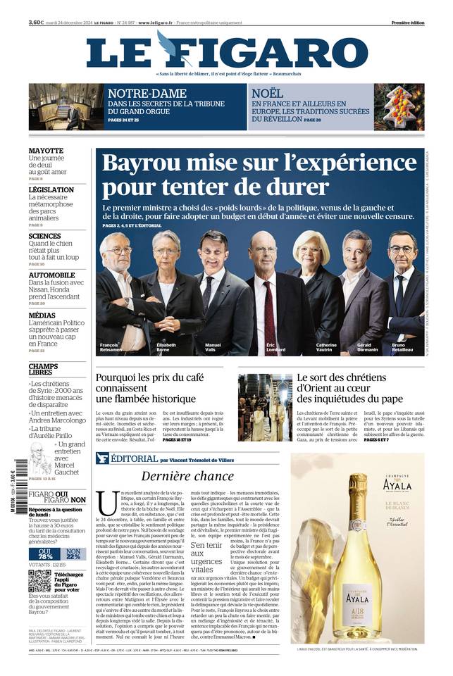 Prima-pagina-le-figaro-di-oggi-23-12-2024