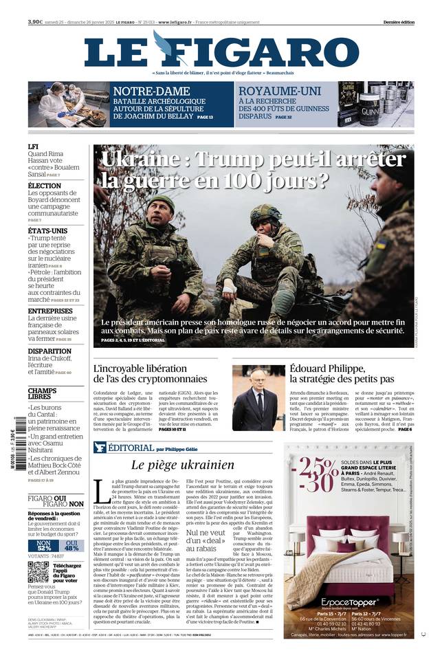 Prima-pagina-le-figaro-di-oggi-25-01-2025