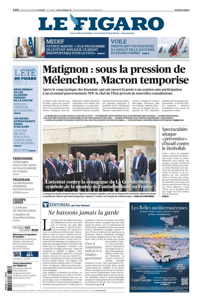 Prima-pagina-le-figaro-di-oggi-25-08-2024