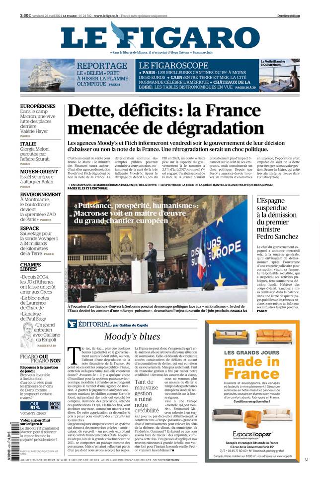 Prima-pagina-le-figaro-di-oggi-26-04-2024