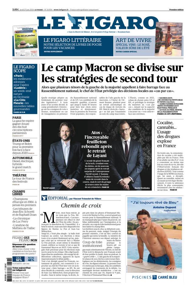 Prima-pagina-le-figaro-di-oggi-26-06-2024