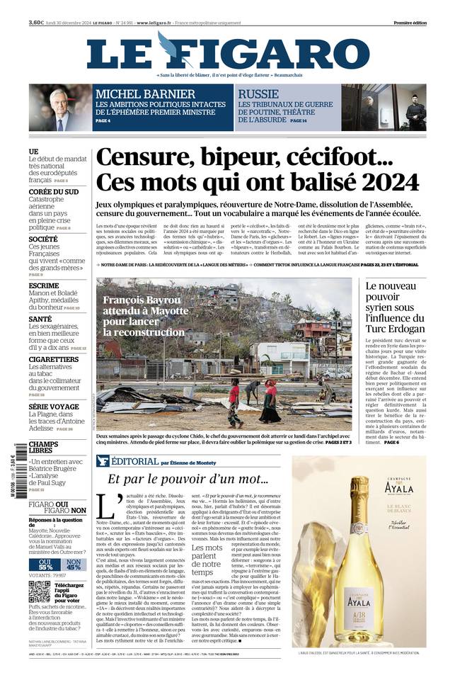 Prima-pagina-le-figaro-di-oggi-29-12-2024