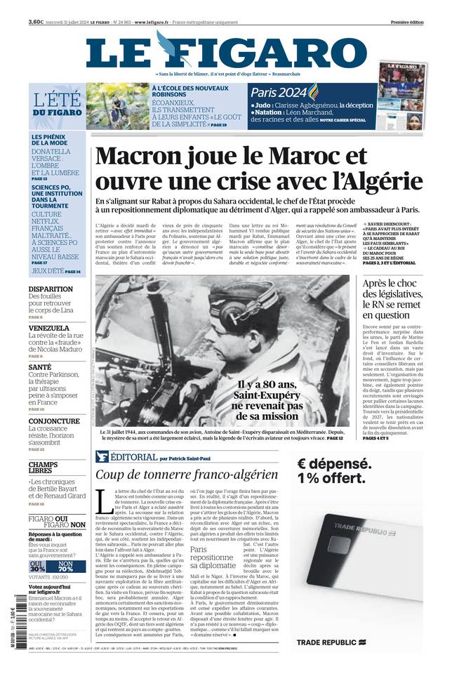 Prima-pagina-le-figaro-di-oggi-30-07-2024