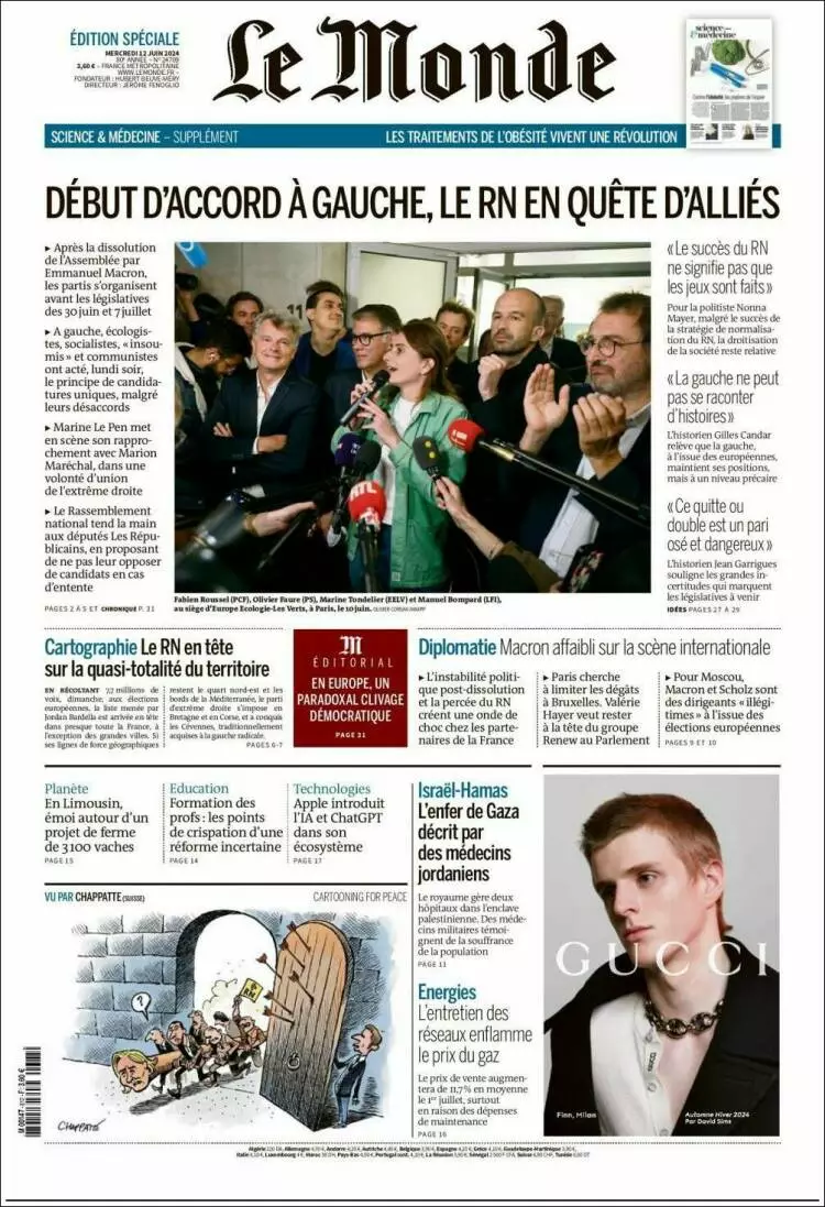 Prima-pagina-le monde-edizione-di-oggi-2024-06-12