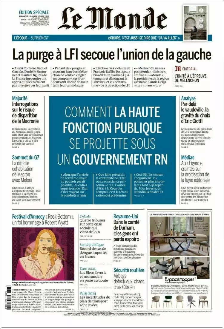 Prima-pagina-le monde-edizione-di-oggi-2024-06-17