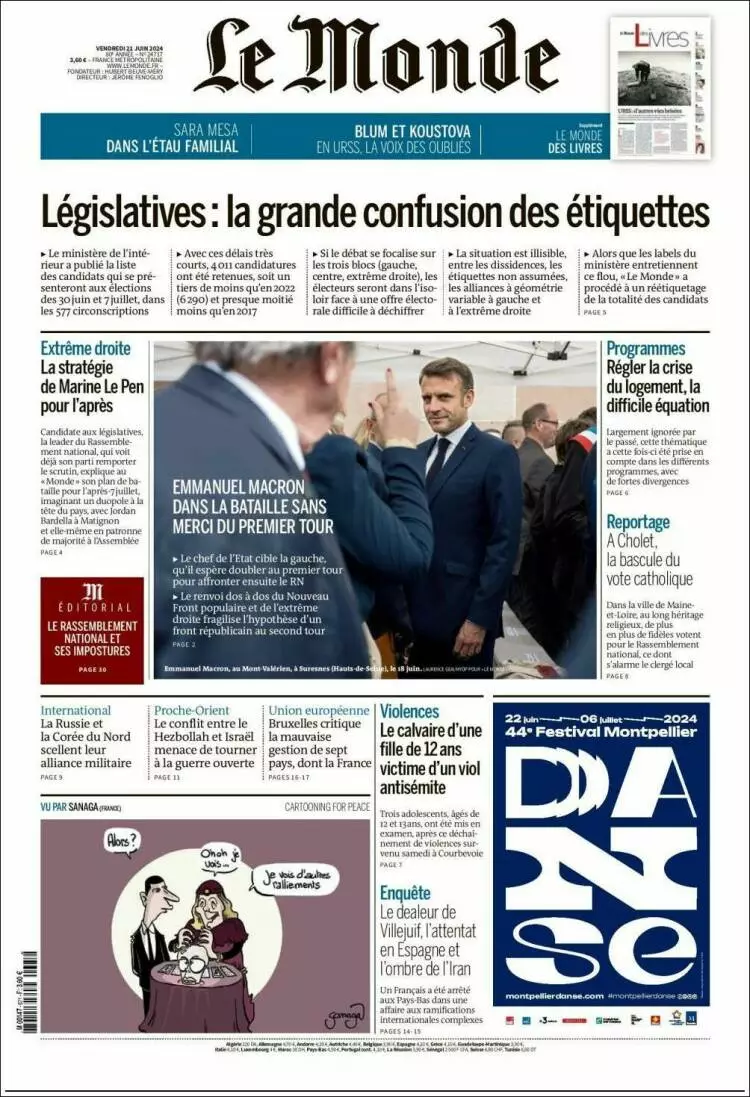 Prima-pagina-le monde-edizione-di-oggi-2024-06-21