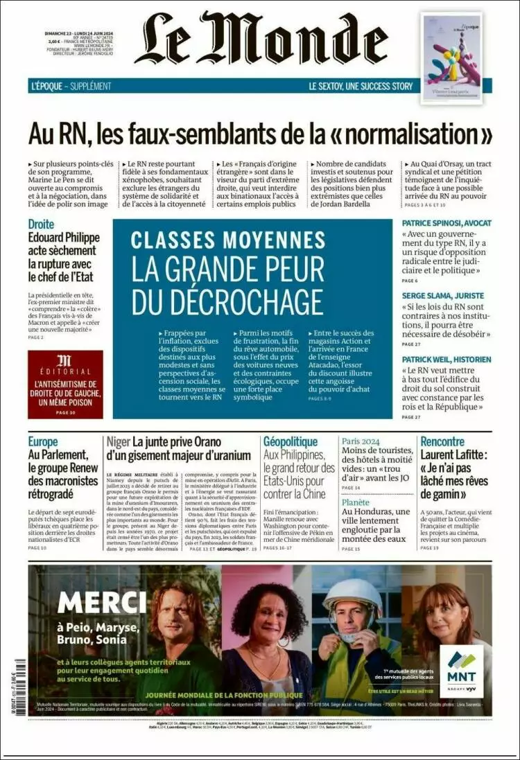 Prima-pagina-le monde-edizione-di-oggi-2024-06-24