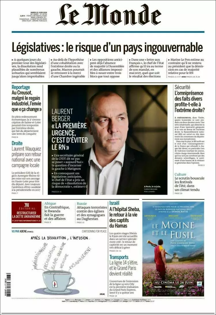 Prima-pagina-le monde-edizione-di-oggi-2024-06-25