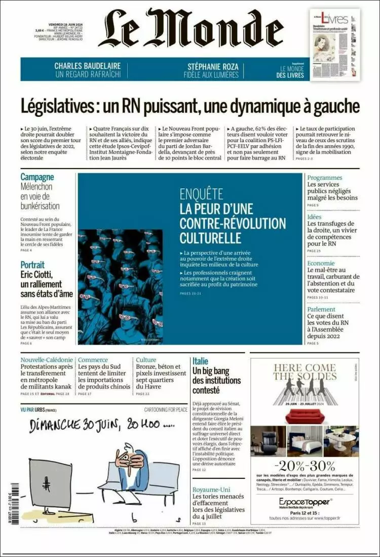 Prima-pagina-le monde-edizione-di-oggi-2024-06-28