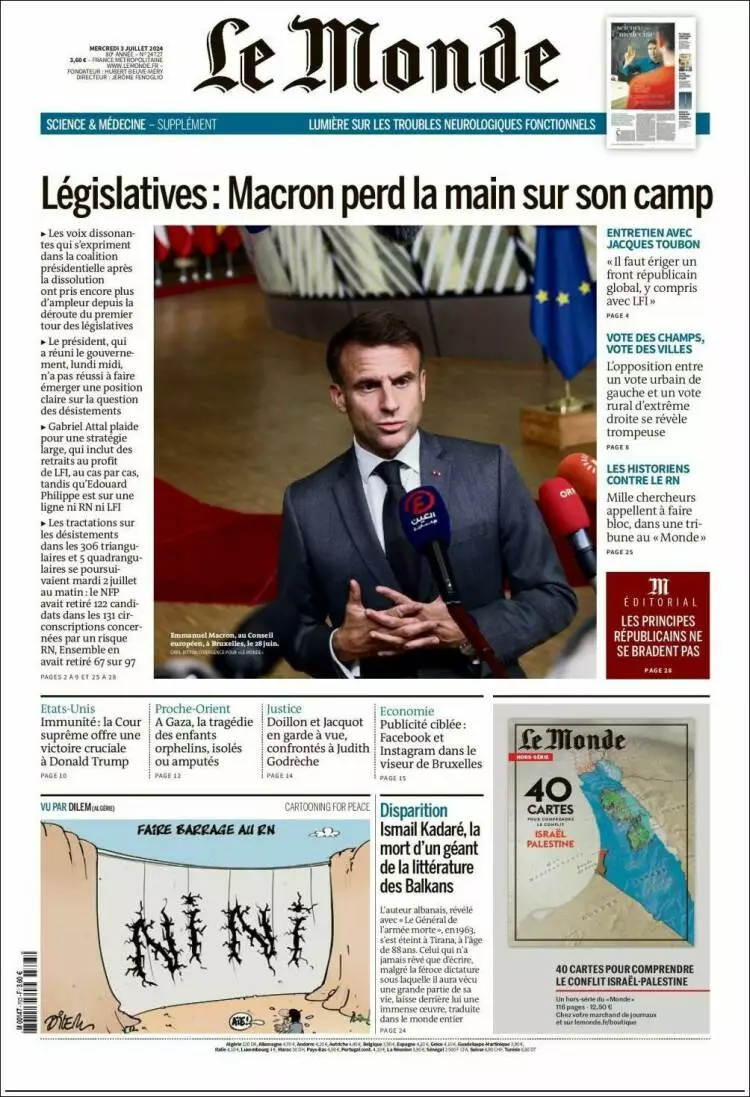 Prima-pagina-le monde-edizione-di-oggi-2024-07-03