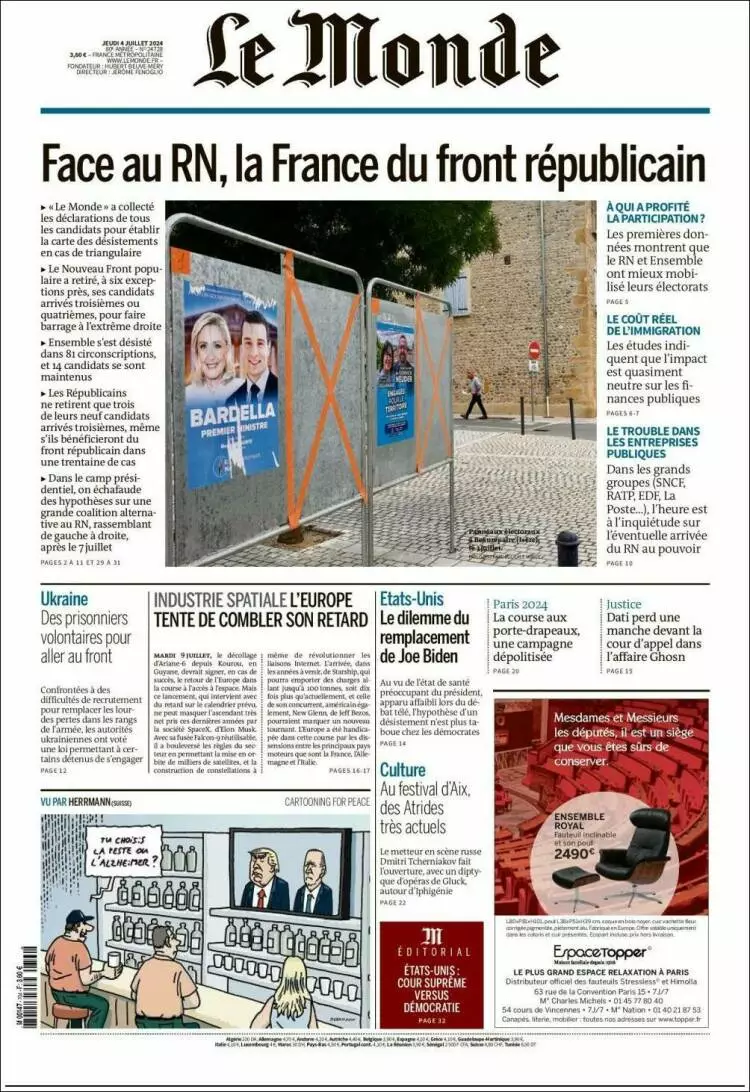 Prima-pagina-le monde-edizione-di-oggi-2024-07-04