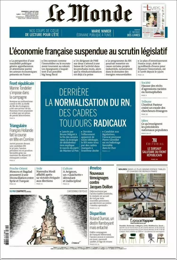 Prima-pagina-le monde-edizione-di-oggi-2024-07-05