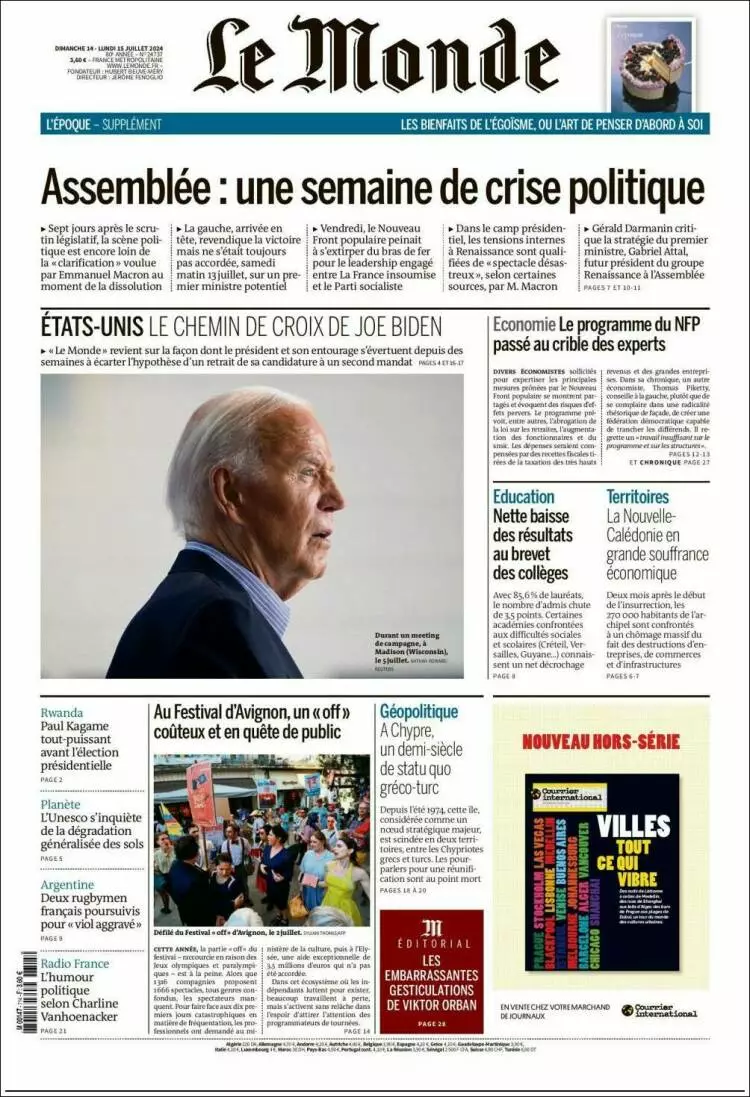 Prima-pagina-le monde-edizione-di-oggi-2024-07-15
