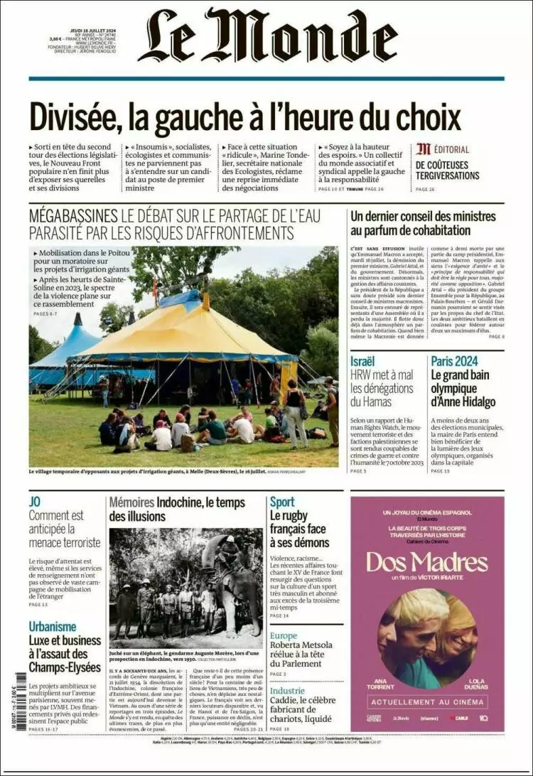 Prima-pagina-le monde-edizione-di-oggi-2024-07-18