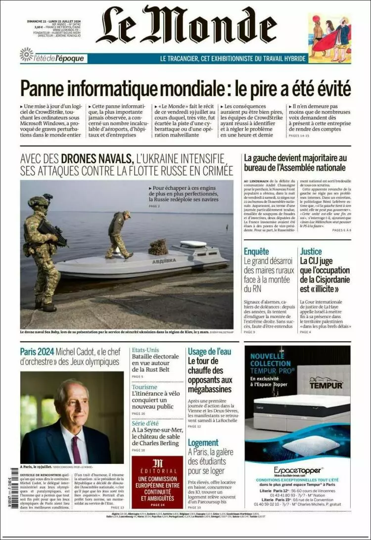 Prima-pagina-le monde-edizione-di-oggi-2024-07-22