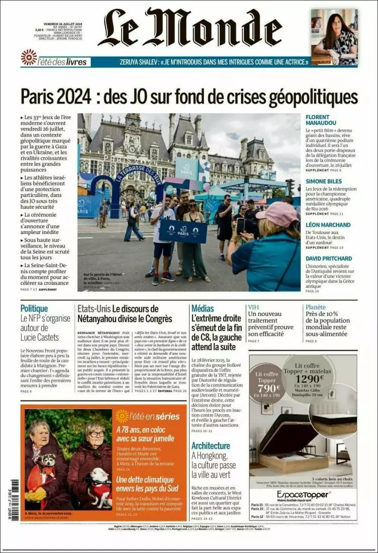 Prima-pagina-le monde-edizione-di-oggi-2024-07-26