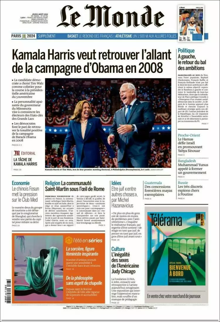 Prima-pagina-le monde-edizione-di-oggi-2024-08-08