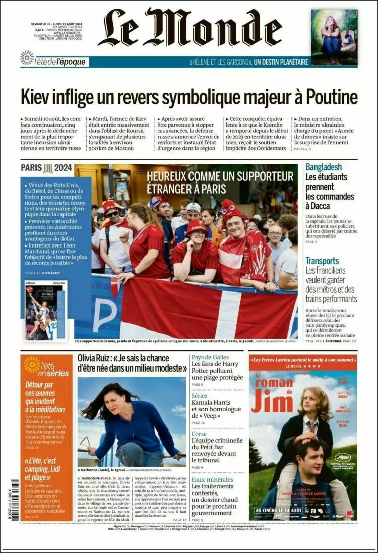 Prima-pagina-le monde-edizione-di-oggi-2024-08-12